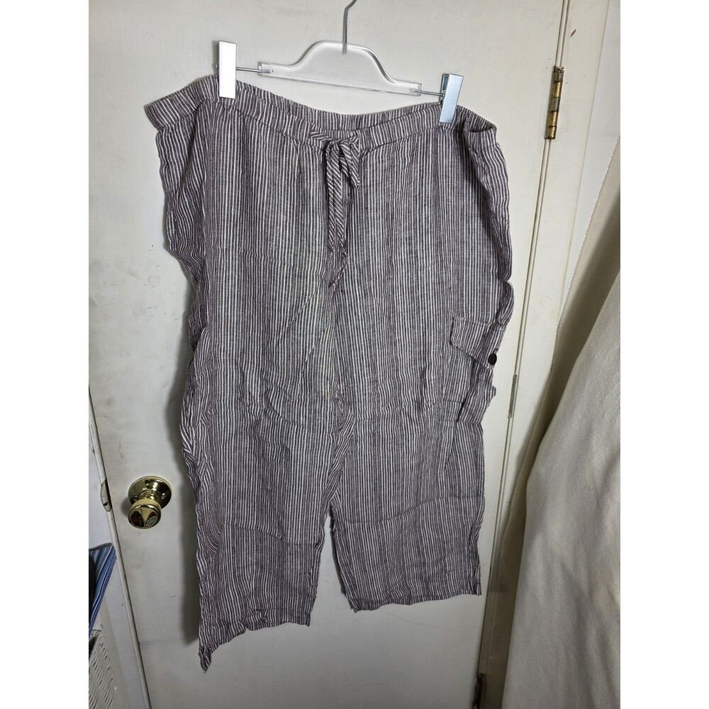 Jones New York Signature Woman Plus Size 20W Linen Striped Pants